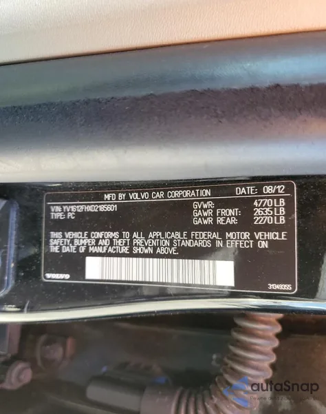 2013 Volvo S60 T5 from USA, damaged, VIN YV1612FHXD2185601